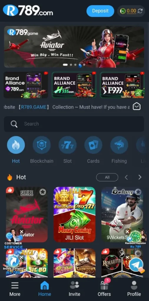 R789 Game Interface - Main Dashboard