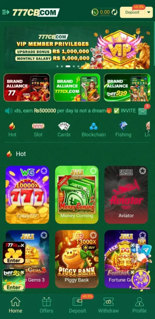 777CB Game Gameplay - Casino Games Interface